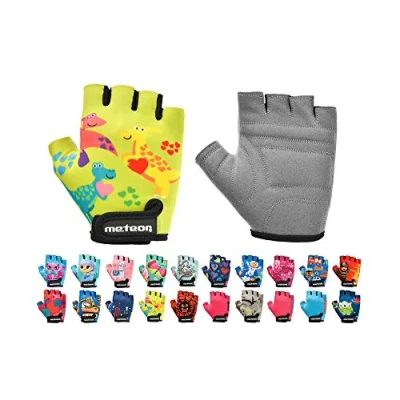 Afbeelding van Halfvinger Fietshandschoenen Kinderen voor Jongens en Meisjes perfect Wielersport Mountainbike Racefiets (Dino, JR M 7 7,5cm)