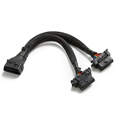Afbeelding van bbfly B6 OBD II ODB2 splitter verlenging 16 polige verlengkabel adapter (B6 platte Y kabel 30 cm / 1 ft)
