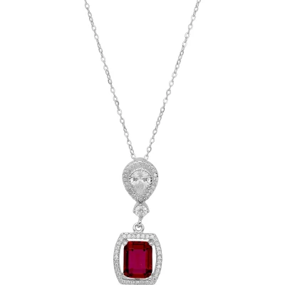 Afbeelding van Orphelia ZH 7426/RU Ketting + Hanger Zilver 925 Zirkonia Ruby 42+3 cm