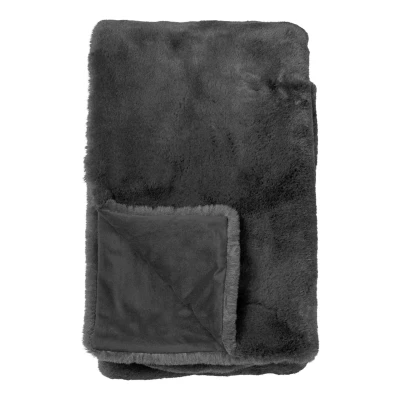 Afbeelding van Dutch Decor ZINZI Plaid 140x180 cm bontlook effen kleur Charcoal Gray antraciet
