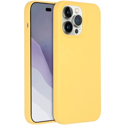 Afbeelding van Apple iPhone 14 Pro Max MagSafe Hoesje Siliconen en TPU (zacht) Accezz Softcase/Backcover Geel Telefoonhoesje