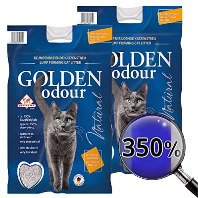 Afbeelding van 2 x 14 kg Golden Grey Odour klontvormende kattenbakvulling reukloos geen stofontwikkeling