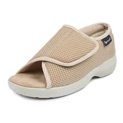 Afbeelding van Aerosoft Reha sandaal Stretch 14 voor dames en heren, klittenbandsluiting, breedte G H, antislip, beige, 37 EU