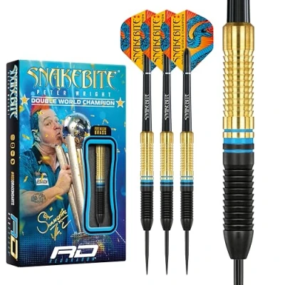Afbeelding van RED DRAGON Peter Wright Snakebite Brass: Steeltip Brass Blauw Dartpijlen Professioneel 21 gram