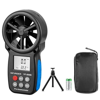 Afbeelding van Handheld Windmeter Digitale Anemometer INFURIDER YF 866B Draagbare Windsnelheidsmeter,Windsnelheid/Windtemperatuur Meten met Backlit voor HVAC CFM Schieten Drone Vliegen (Statief Inbegrepen)