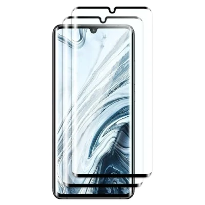 Afbeelding van QZYF Beschermfolie van gehard glas, compatibel met Xiaomi Mi Note 10/Note 10 Pro/Note Lite, geen luchtbellen, hardheid 9H, krasbestendig, 3D curved, HD displaybescherming, 2 stuks