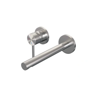 Afbeelding van Brauer Brushed Edition Wastafelmengkraan inbouw rechte uitloop rechts hendel lang smal model A2 PVD geborsteld RVS