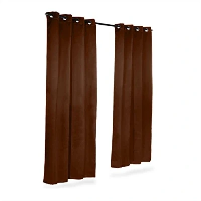 Afbeelding van Relaxdays kant en klaar gordijnen verduisterend 2 stuks effen polyester blackout chocoladebruin