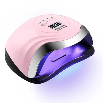 Afbeelding van Aokyom Nageldroger 168W 36UV Leds Lamp Voor Nagels Professionele Nagellamp met 10/30/60/99s Timer,Lcd Display en Smartsensor Vinger/Teennagels Alle Gelnagellak,Gelnagels,Shellac（Roze Zilver）
