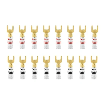 Afbeelding van Nakamichi Excel serie 24 karaats vergulde Banaanstekker 12 AWG 18 Maat 4 mm Luidsprekers Versterker Hi Fi AV Stereo Home Theater Audio Draad Kabel Schroefconnector (16 stuks (8 paar), spade)