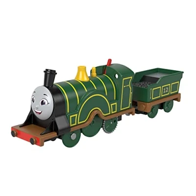 Afbeelding van Fisher Price Thomas en zijn vrienden, gemotoriseerde locomotief Emilie, op batterijen werkende trein, met kooltank, verzamelen, kinderspeelgoed vanaf 3 jaar, HHN41