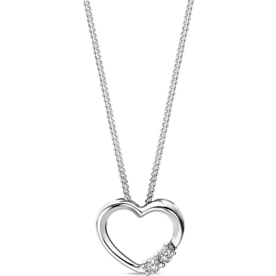 Afbeelding van Miore Hart Diamanten Ketting met Hanger Dames Conflictvrije Edelstenen 9 Karaat Kleur Witgoud Handgemaakte Hoogwaardige Sieraden
