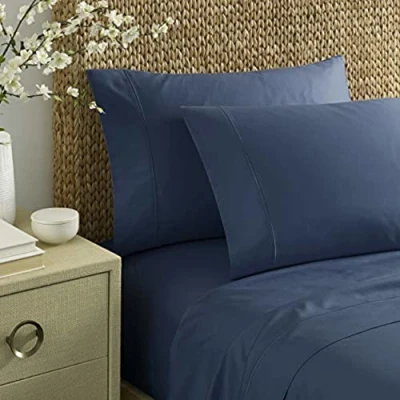 Afbeelding van Nautica King Sheets, Cotton Satijn Bedding, 400 Draadtelling, Zijdeachtig Glad &amp; Rimpelbestendig (Regatta Navy, Koning)