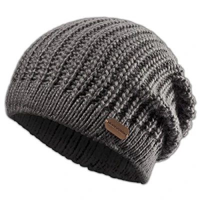Afbeelding van Black Crevice gebreide muts voor heren, wintermuts, beanie, één maat, muts, zeer warme fleece binnenvoering, wintermutsen heren