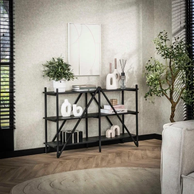 Afbeelding van Fraaai Kingsley stellingkast 130 cm 3 laags grijs Hout