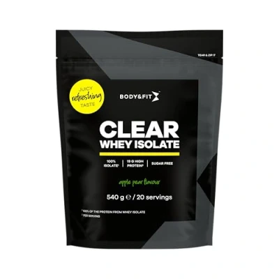 Afbeelding van Body &amp; Fit Clear Whey Isolate Protein Proteine Poeder Ranja Eiwit Limonade Appel Peer 540 gram (20 shakes)