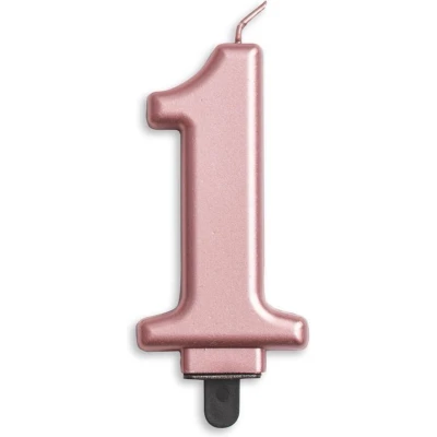 Afbeelding van Kaars 1 jaar Rose Goud Metallic 8cm