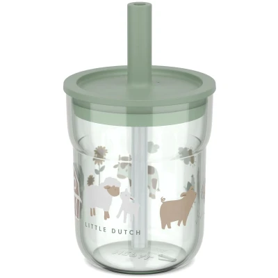 Afbeelding van Mepal Mio kinderglas met rietje 250 ml Makkelijk vast te houden Kinderservies Little Farm
