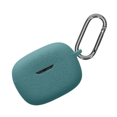 Afbeelding van kwmobile case voor draadloze oordopjes geschikt JBL Wave Beam hoes Siliconen beschermhoes Gestanst patroon design in blauwgroen