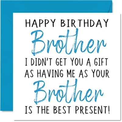 Afbeelding van Grappige verjaardagskaarten voor broer van Happy Birthday Brother No Gift Verjaardagskaart of zus broer, onbeleefde scherts verjaardagscadeaus, 145 mm x grap humor