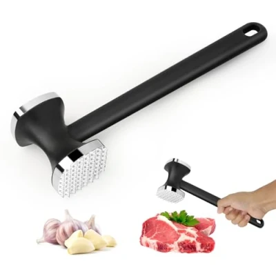 Afbeelding van LDERFIV Vleeshamer, dubbelzijdige anti aanbaklaag, vleeshamer met antislip handgreep, hamer voor biefstuk steak kip, vis, varkensvlees