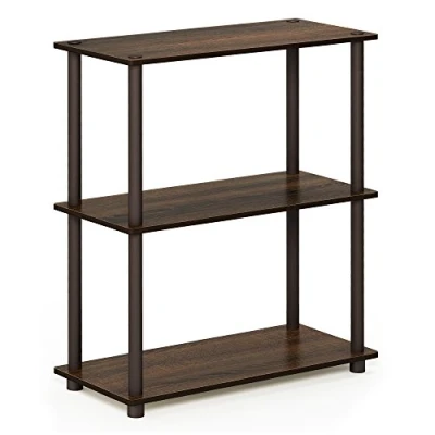 Afbeelding van Furinno Turn N Tube 3 Tier Compact Multifunctioneel Plank Display Rack, Staande Plank, Walnoot/Bruin