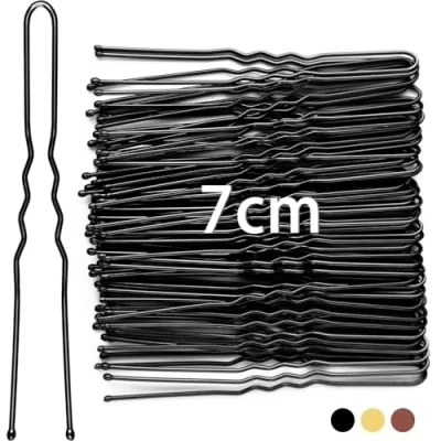 Afbeelding van Mbsomnus 50 stuks haarspelden, 7 cm U vormige bobby spelden, metaal, haarspelden voor dames, meisjes vrouwen, haaraccessoires, kapsalon (zwart) (goud) (bruin)