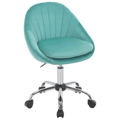 Afbeelding van WOLTU Homeoffice BS167ts Bureaustoel, ergonomisch, draaistoel, draaistoel met wielen, 150 kg belastbaar, voor werkkamer, slaapkamer, fluweel, turquoise,