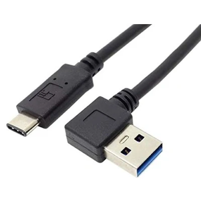 Afbeelding van System S USB 3.1 Type C (mannelijk) naar 3.0 A 90 hoekstekker linkshoekige datakabel oplaadkabel adapter kabelverlenging (ca. 20 cm)