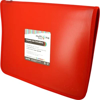 Afbeelding van Grafoplás 4800651 ordner met ritssluiting, rood, A4+, deksel van gestreept polypropyleen, model Multiline