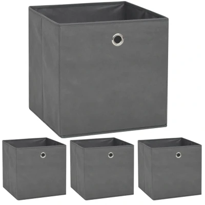 Afbeelding van Opbergboxen 4 st 32x32x32 cm nonwoven stof grijs