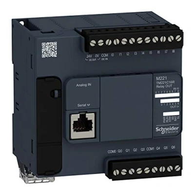 Afbeelding van Schneider electric modicon m221 controller 16 i o voeding 100 240vac in 9 si so trans 4 high speed 2 x 0 10v out 7 relais tm221c16r