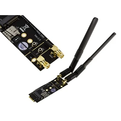 Afbeelding van KALEA INFORMATIQUE Extender M2 Bkey + SIM naar M.2 B Key Adapter voor 3G 4G 5G modulekaart, met 2 antennes