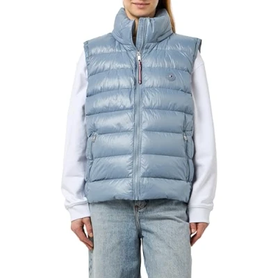 Afbeelding van Tommy Hilfiger Curve Feminine Gloss VEST Bodywarmer, Dames, Maat: 52, Flint blue