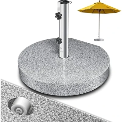 Afbeelding van KESSER® Parasolvoet van graniet met roestvrijstalen buis, hoogwaardige parasolsokkel 30 kg, voor parasolstangen tot 16 48 mm, inclusief draaggreep