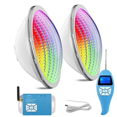 Afbeelding van LyLmLe LED Zwembadlampen PAR56 20W Onderwaterverlichting Externe RGB Synchronisator + Afstandsbediening, Multicolor onderwater IP68 Waterdicht, 12V AC (2 Stuks)