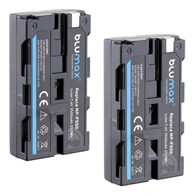 Afbeelding van 2X Blumax Batterij compatibel met Sony NP F550 / F530 F570 3500mAh LG Cellen (Blackmagic F570) ook voor diverse flitsers Videolampen Veldmonitoren