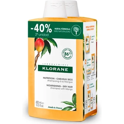 Afbeelding van Klorane Al Mango Nourishing Shampoo For Dry Hair Duo 2 X 400 Ml
