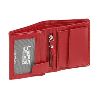 Afbeelding van LEAS Portemonnee voor heren en dames, echt leer, Rode mini editie&#039;&#039;, Kersen, 8,5x10,5cm, Enkelband