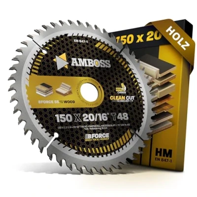 Afbeelding van HM cirkelzaagblad 150x20 16 Z48 wisseltand voor hout Super fijne snede. AMBOSS WERKZEUGE® zaagblad 150 mm + verloopring 20 mm. x comp. naar BOSCH GB 1923. GKS 12 V. 46.PKS 46.