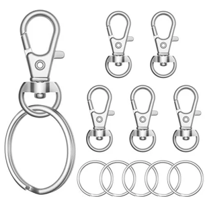 Afbeelding van sprookber 100 stks Metalen Kreeft Klauw Sluiting met Sleutelhanger voor Ambachten, Lanyard Clips Snap Hook, Swivel Sluitingen Clip (Klauw 50 stks+Sleutelhanger stuks)