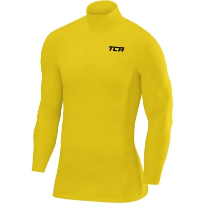Afbeelding van TCA Mannen SuperThermal Compressie Basislaag Voetbal Hardloop Top Lange Mouw Thermisch Mock Neck Geel, XXL