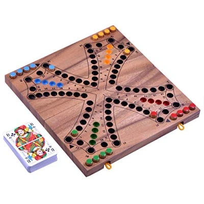 Afbeelding van LOGOPLAY Tock voor 4 spelers gezelschapsspel met speelkaarten bordspel van hout inklapbaar speelbord