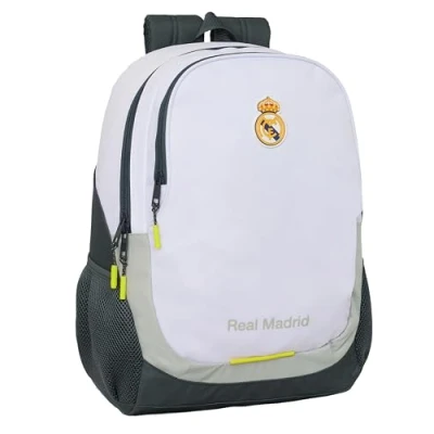 Afbeelding van Safta Real Madrid Equiicion 25/26 Schoolrugzak voor kinderen, ideaal kinderen van verschillende leeftijden, comfortabel en veelzijdig, kwaliteit duurzaamheid, 32 x 16 44 cm, Wit, M, Casual