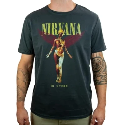 Afbeelding van Amplified Nirvana in Utero T shirt voor heren, Grijs (houtskool Cc), XL