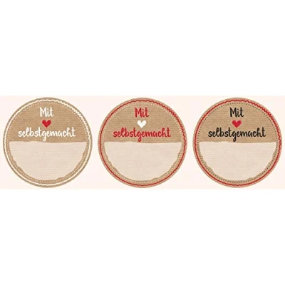 Afbeelding van AVERY Zweckform 56818 jametiketten, zelfklevend, 50 stuks (diameter 38 mm, stickers jamglas, inmaken, huishoudelijke etiketten verwijderbaar, met liefde gemaakt, beschrijfbaar) sticker op rol