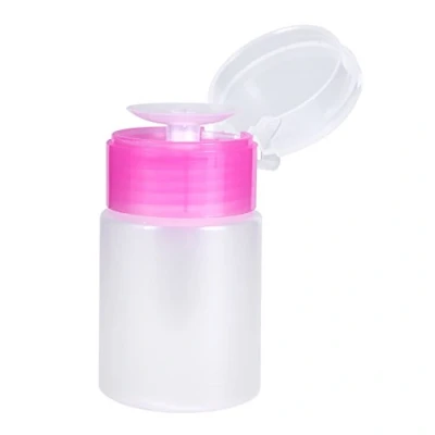 Afbeelding van 60 ml pompdispenser fles, nagellak remover reinigingsmiddel dispenser nail art tool, 2 kleuren plastic vloeibare container met flip top dop, lege reiscontainers voor cosmetische lotion gezichtstoner