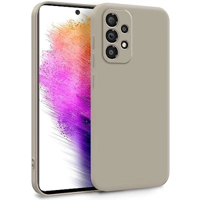 Afbeelding van MyGadget siliconen hoesje, compatibel met Samsung Galaxy A73 5G, tweelaagse telefoonhoes camerabescherming, cover binnenvoering en buitenkant, grijs