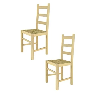 Afbeelding van Tommychairs Rustica Eetkamerstoelen Set van 2 Naturel Rotan &amp; Hout