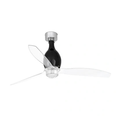 Afbeelding van Faro Lighting Mini Eterfan LED mat zwart, transparante plafondventilator met DC motor, 3000K